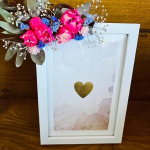 Accueil petit cadre fleuri vertical blanc